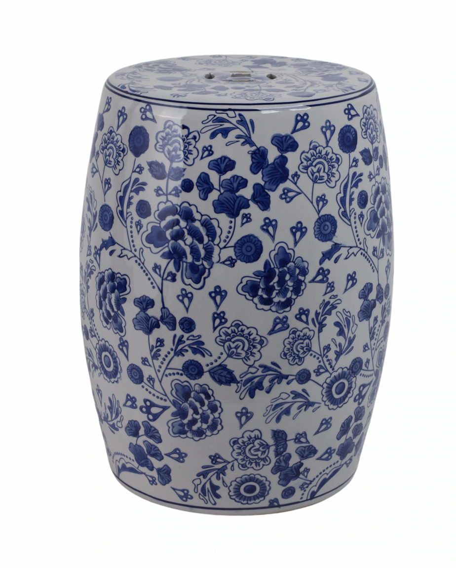 Ceramic Hydrangea Chinoiserie Garden Stool