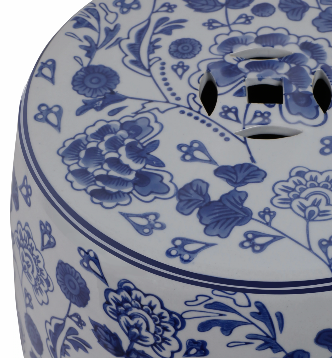 Ceramic Hydrangea Chinoiserie Garden Stool