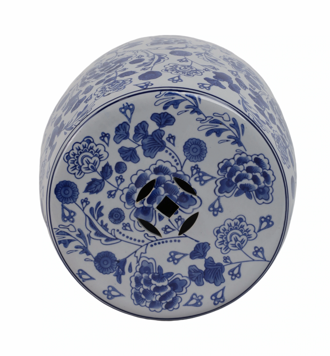 Ceramic Hydrangea Chinoiserie Garden Stool