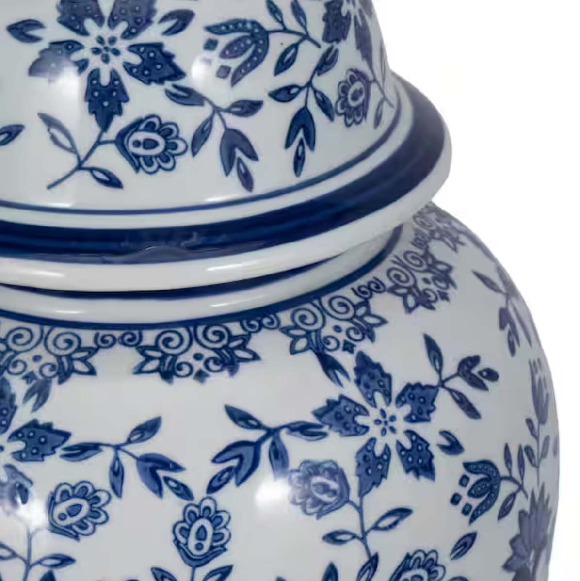 Decorative White & Blue Chinoiserie Ginger Jar