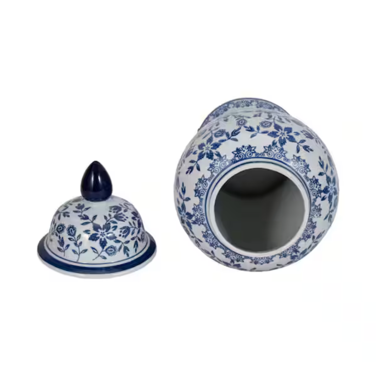 Decorative White & Blue Chinoiserie Ginger Jar