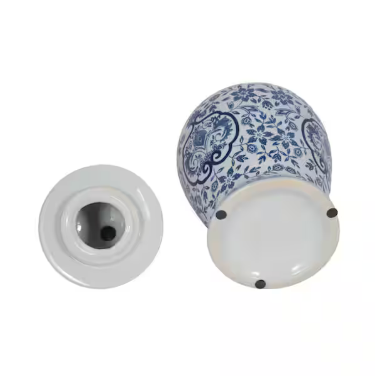 Decorative White & Blue Chinoiserie Ginger Jar