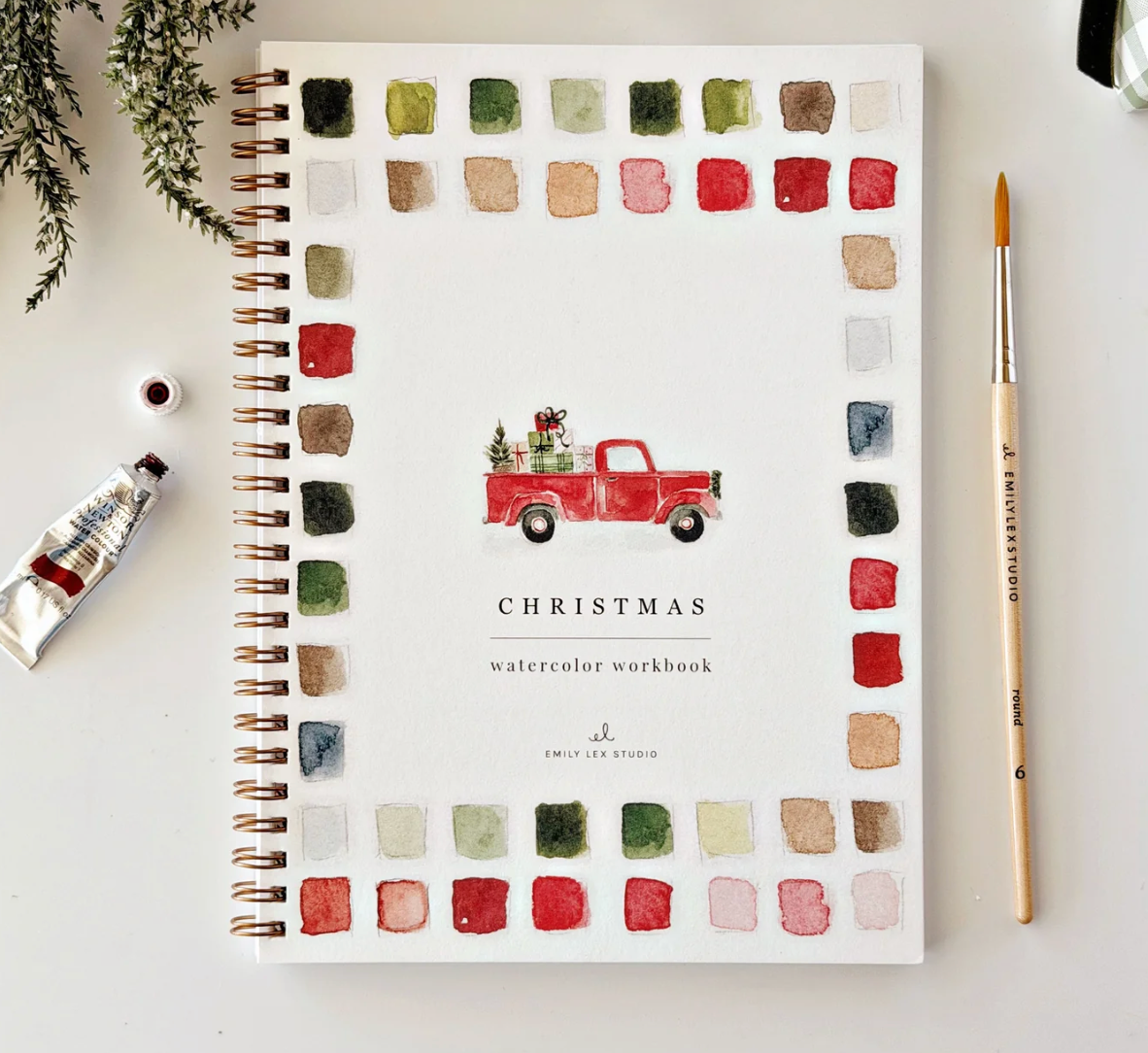 Classic Christmas Watercolor Workbook by Emily Lex Studio