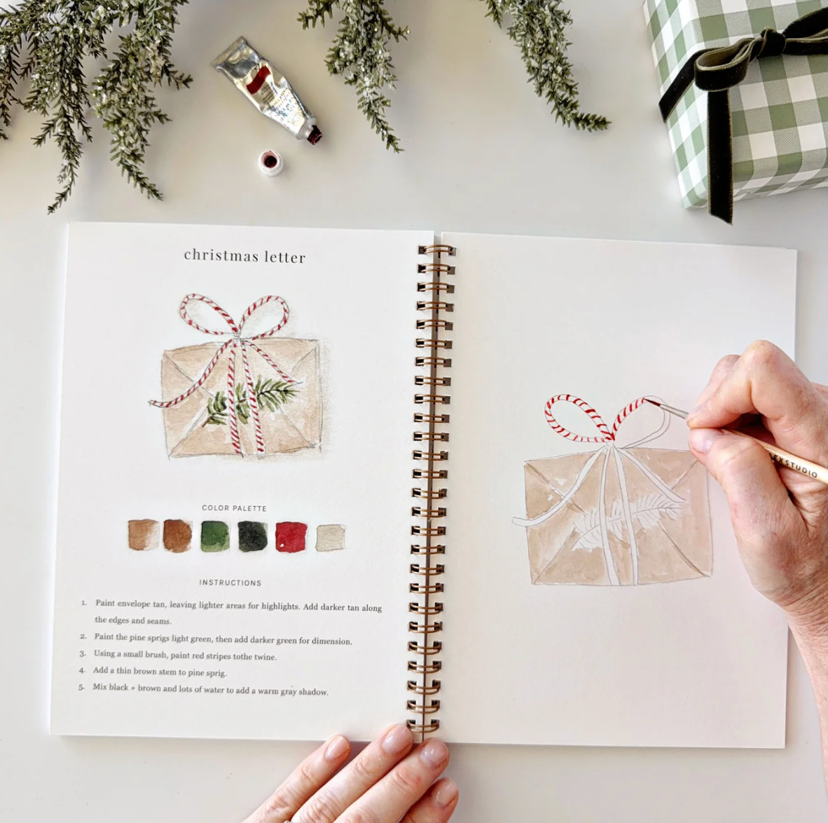 Classic Christmas Watercolor Workbook by Emily Lex Studio