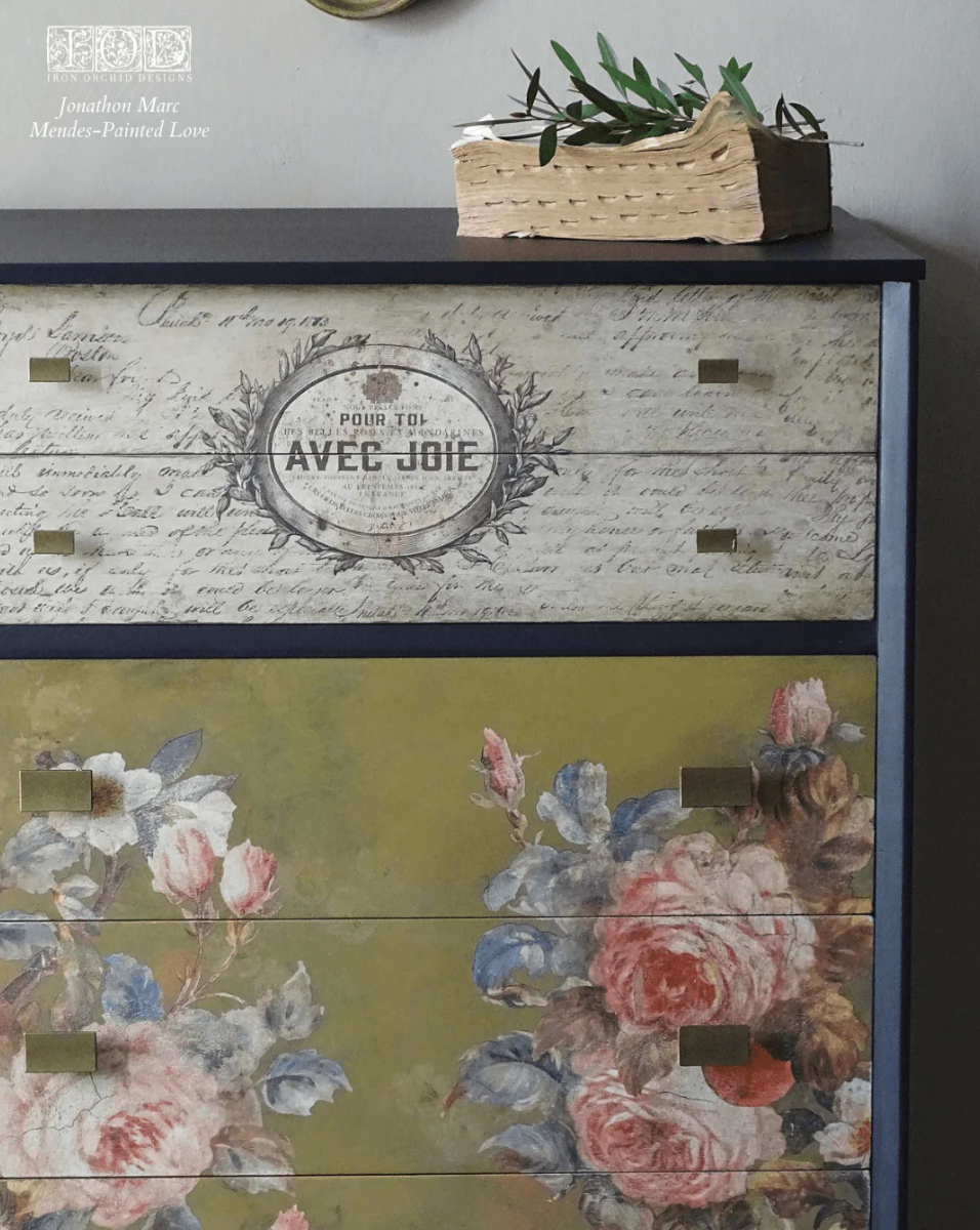 Joie Des Roses IOD Transfer 12x16 Pad by Iron Orchid Designs