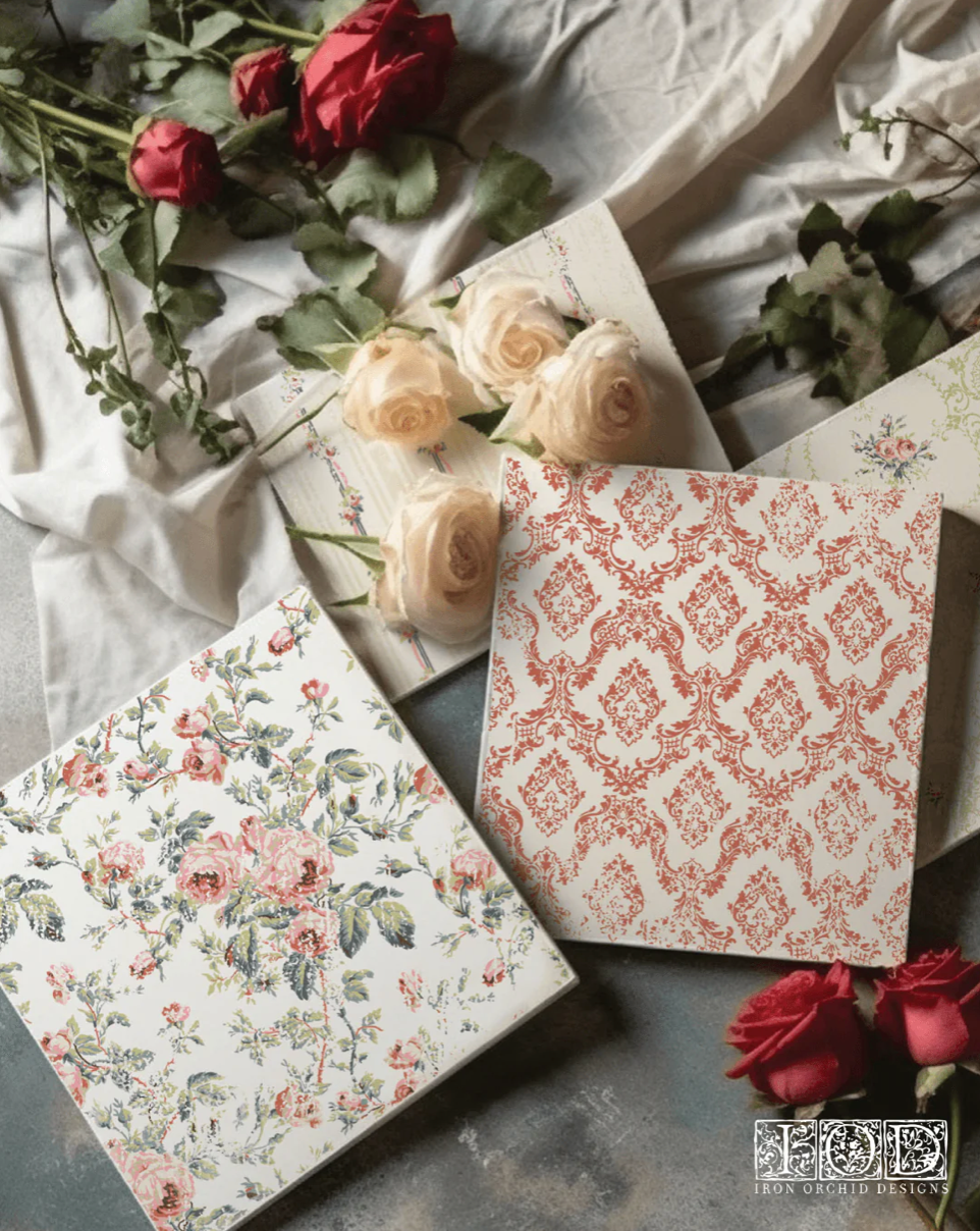Lattice Rose IOD Paint Inlay 12x16 Pad by Iron Orchid Designs