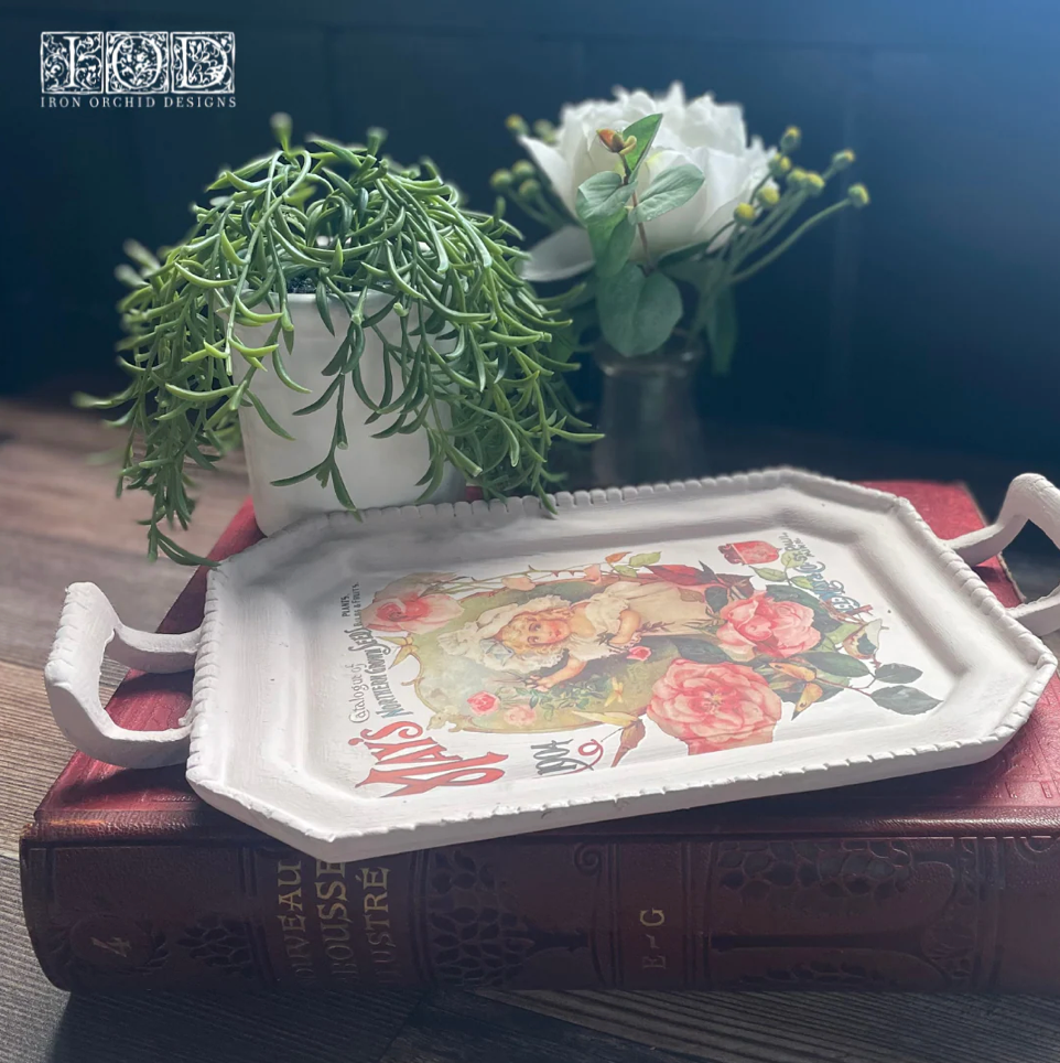 Seed Catalogue IOD Transfer 8x12 Pad by Iron Orchid Designs