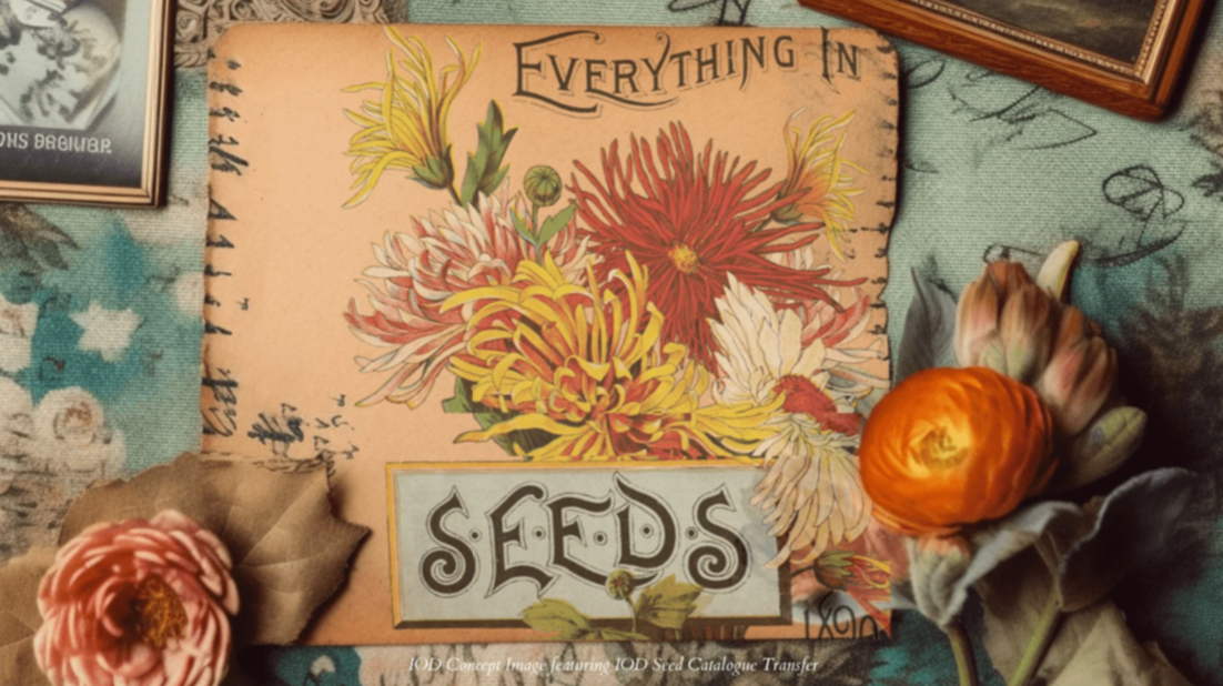 Seed Catalogue IOD Transfer 8x12 Pad by Iron Orchid Designs