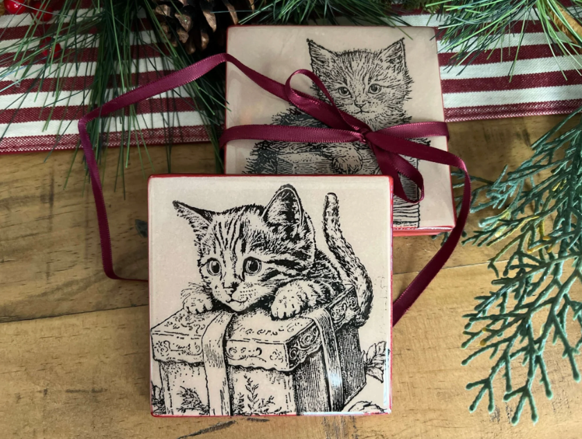 Christmas Kitties 12x12 IOD Decor Stamp by Iron Orchid Designs