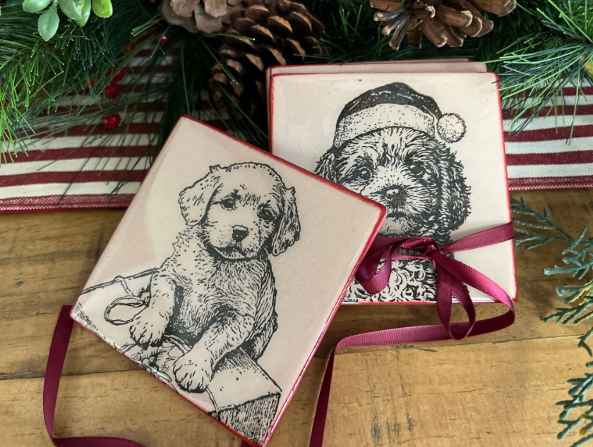 Christmas Pups 12x12 IOD Decor Stamp by Iron Orchid Designs