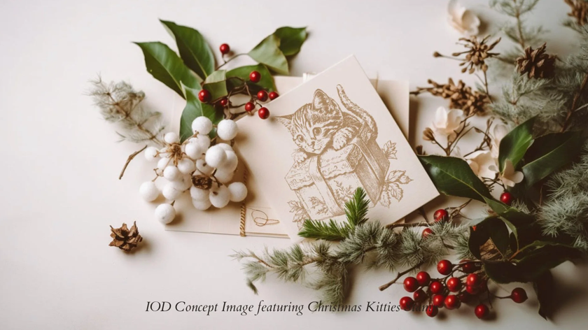 Christmas Kitties 12x12 IOD Decor Stamp by Iron Orchid Designs