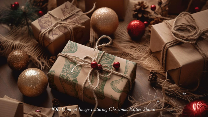 Christmas Kitties 12x12 IOD Decor Stamp by Iron Orchid Designs