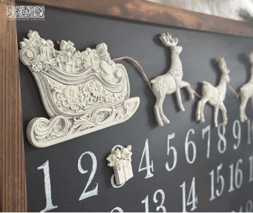Santa's Sleigh 6x10 IOD Mould by Iron Orchid Designs