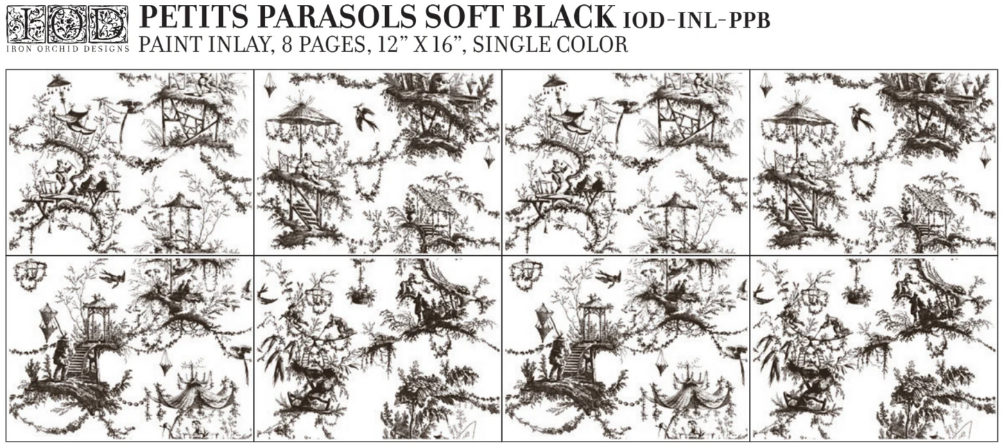 Petits Parasols IOD Paint Inlay 12x16 Pad by Iron Orchid Designs