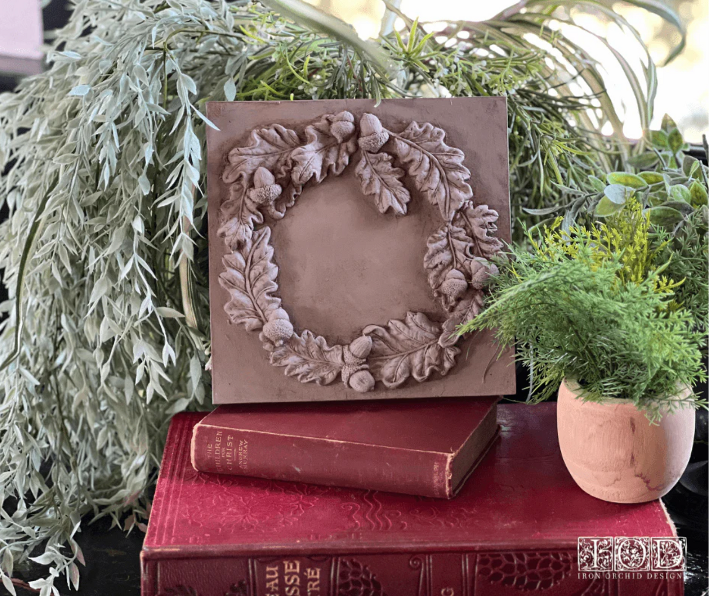 Oak Leaves & Acorns 6x10 IOD Mould by Iron Orchid Designs