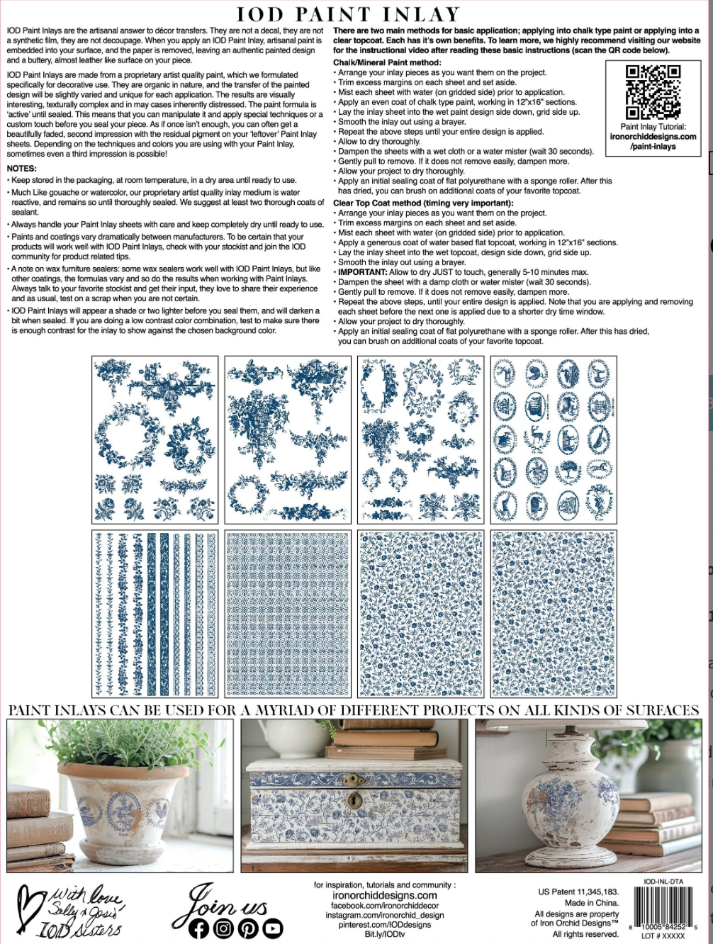 Delft Traditions Azure IOD Paint Inlay 12x16 Pad by Iron Orchid Designs