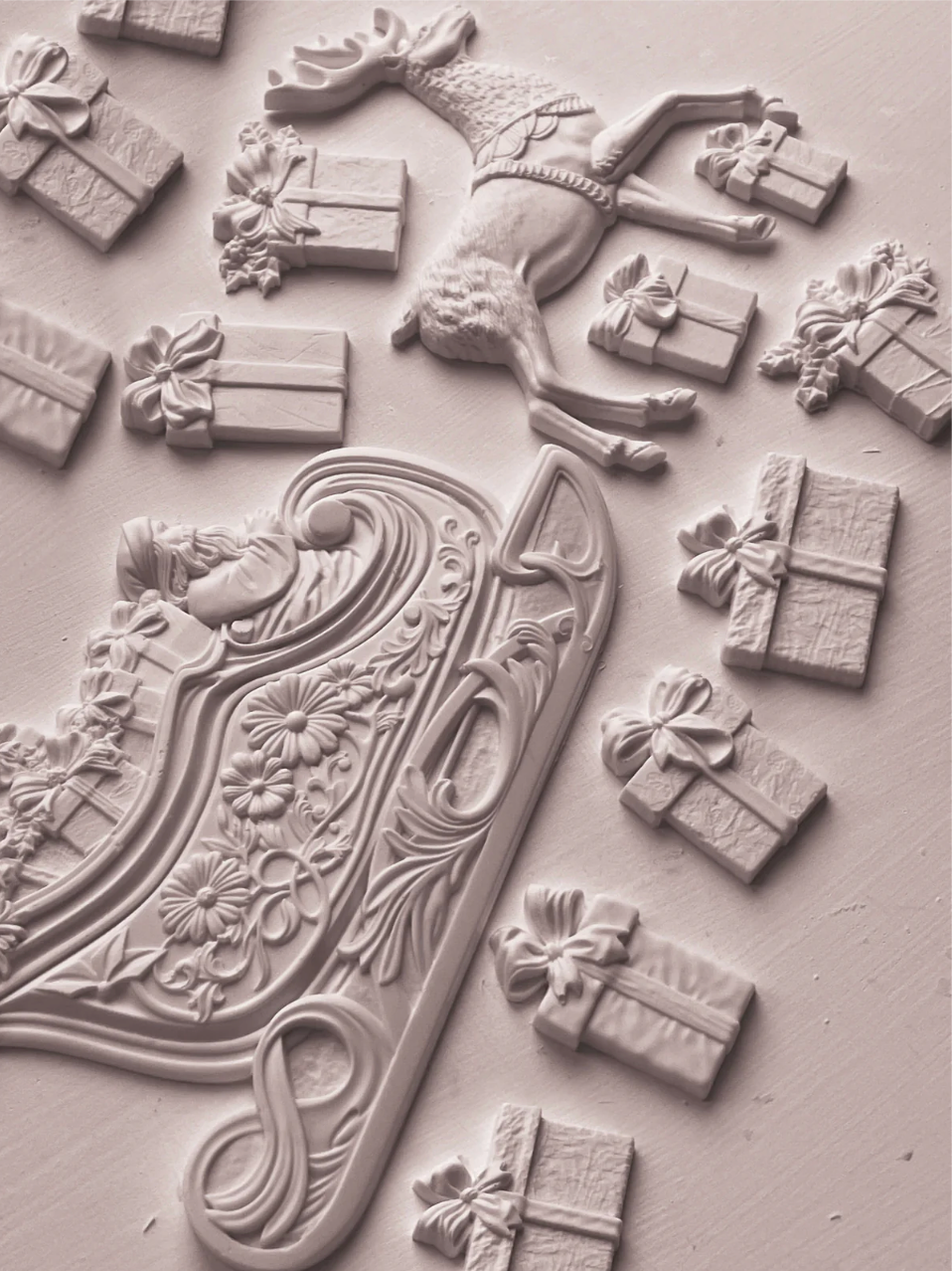 Santa's Sleigh 6x10 IOD Mould by Iron Orchid Designs