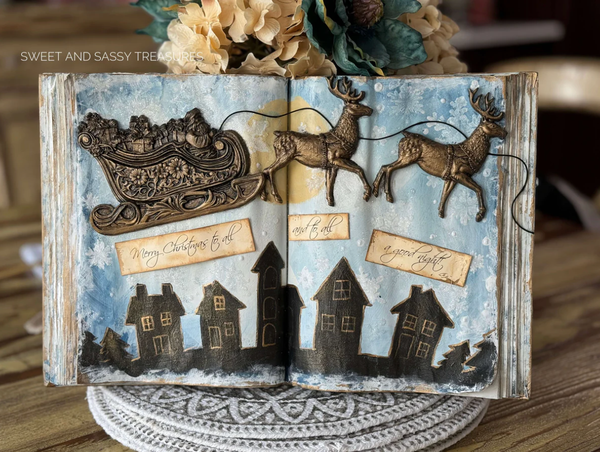 Santa's Sleigh 6x10 IOD Mould by Iron Orchid Designs