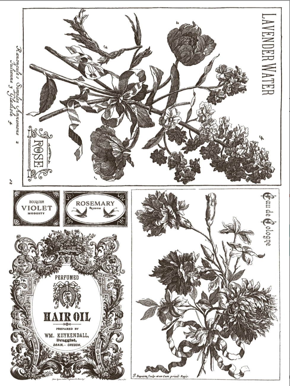Floriography IOD Paint Inlay 12x16 Pad by Iron Orchid Designs