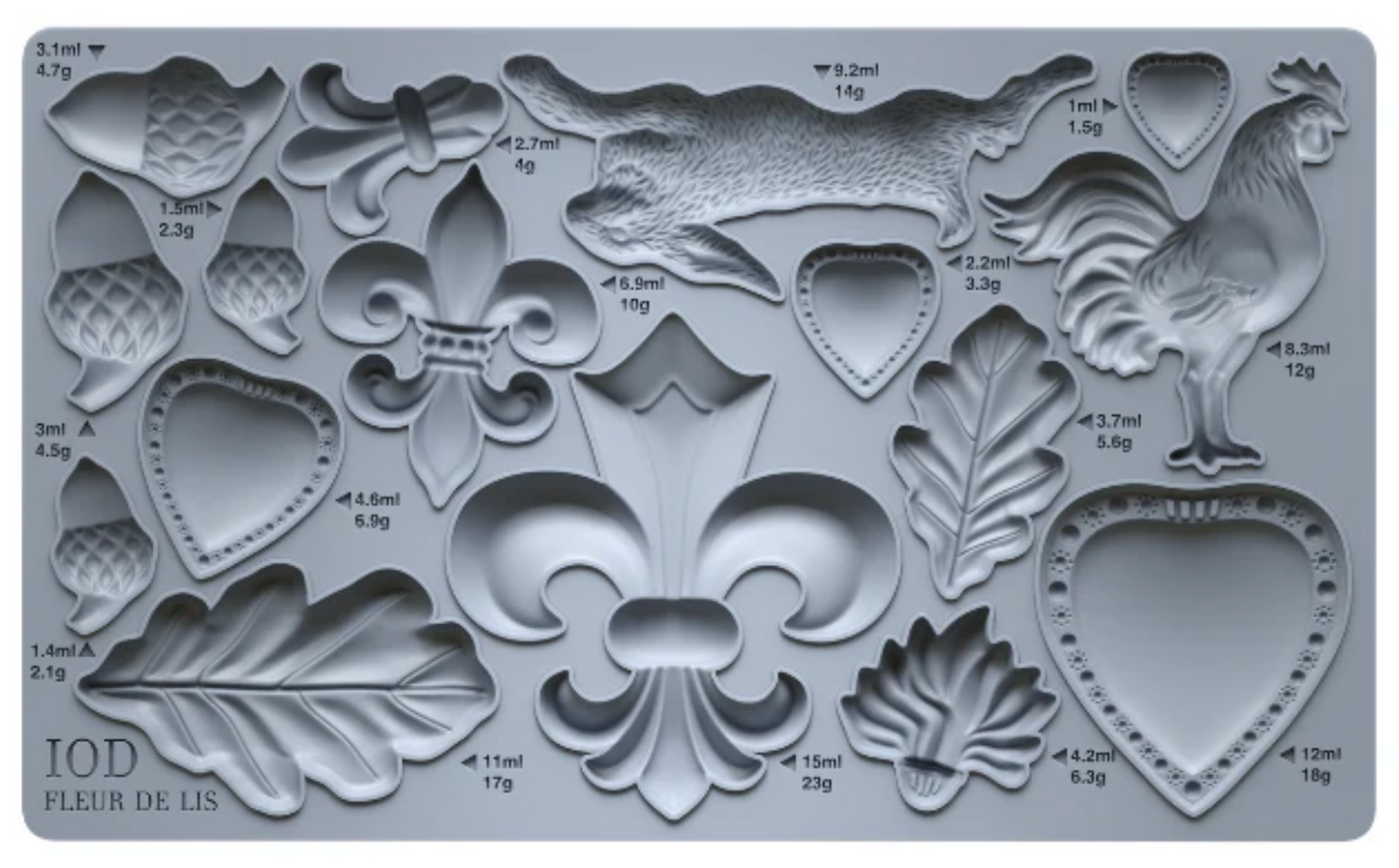 Fleur de Lis 6x10 IOD Mould by Iron Orchid Designs