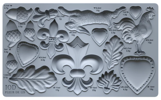 Fleur de Lis 6x10 IOD Mould by Iron Orchid Designs