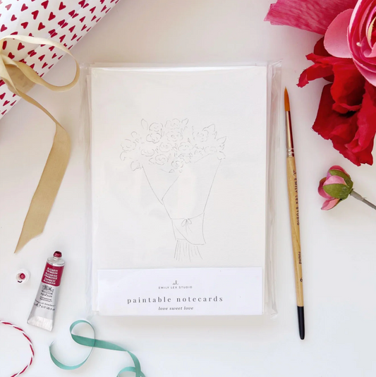 Love Sweet Love Paintable Watercolor Notecard Set by Emily Lex Studio