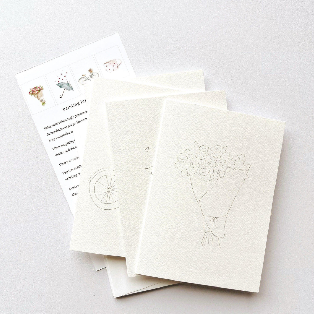 Love Sweet Love Paintable Watercolor Notecard Set by Emily Lex Studio