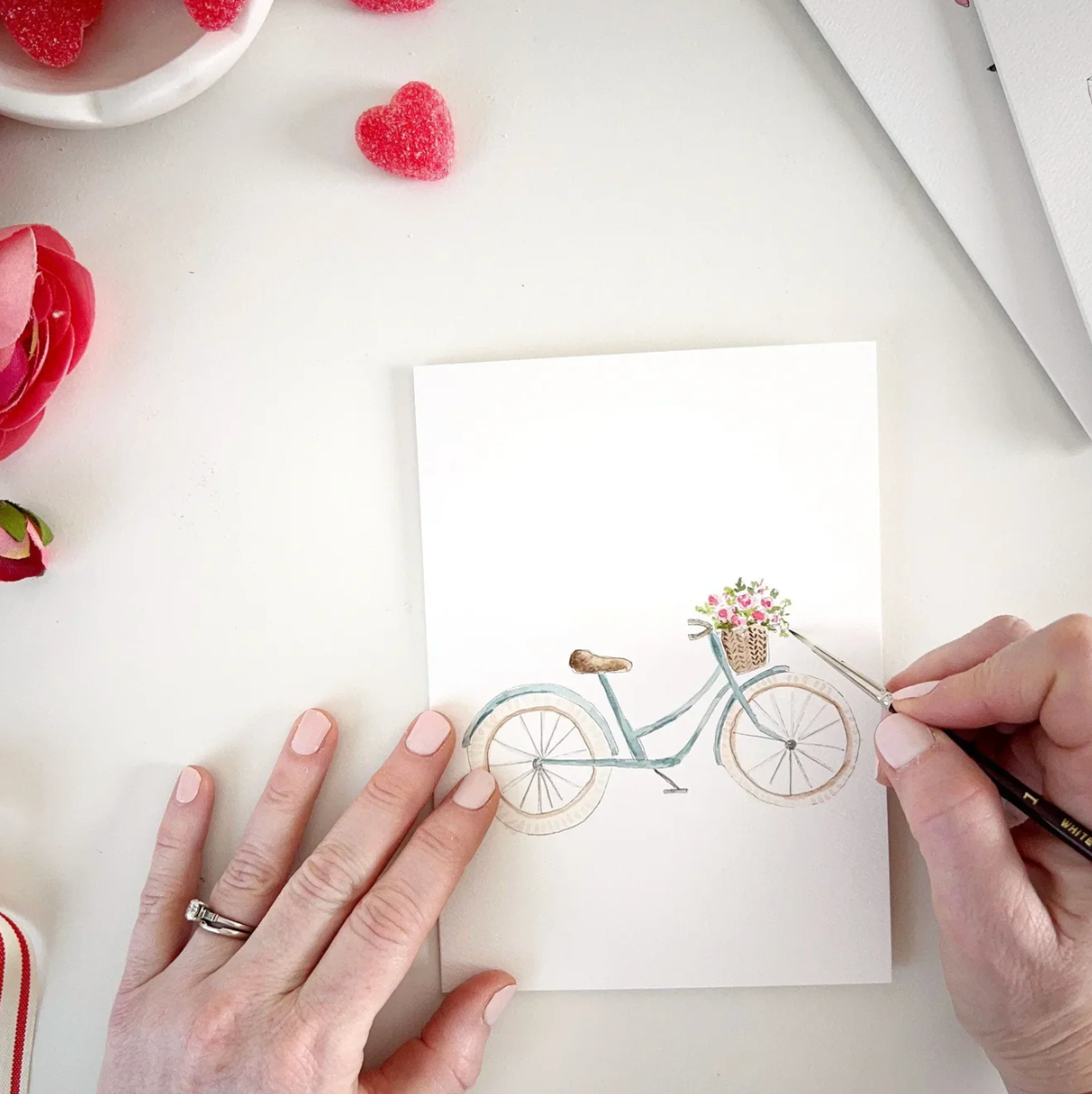 Love Sweet Love Paintable Watercolor Notecard Set by Emily Lex Studio