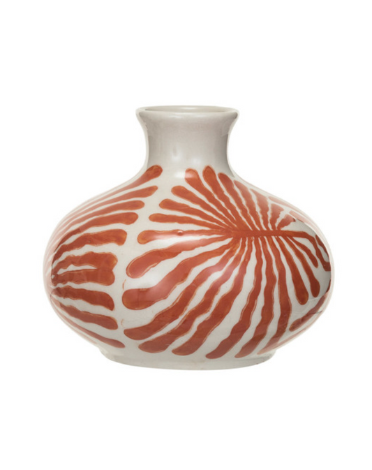 Hand-Painted Stoneware Vase w/ Abstract Design - 4”