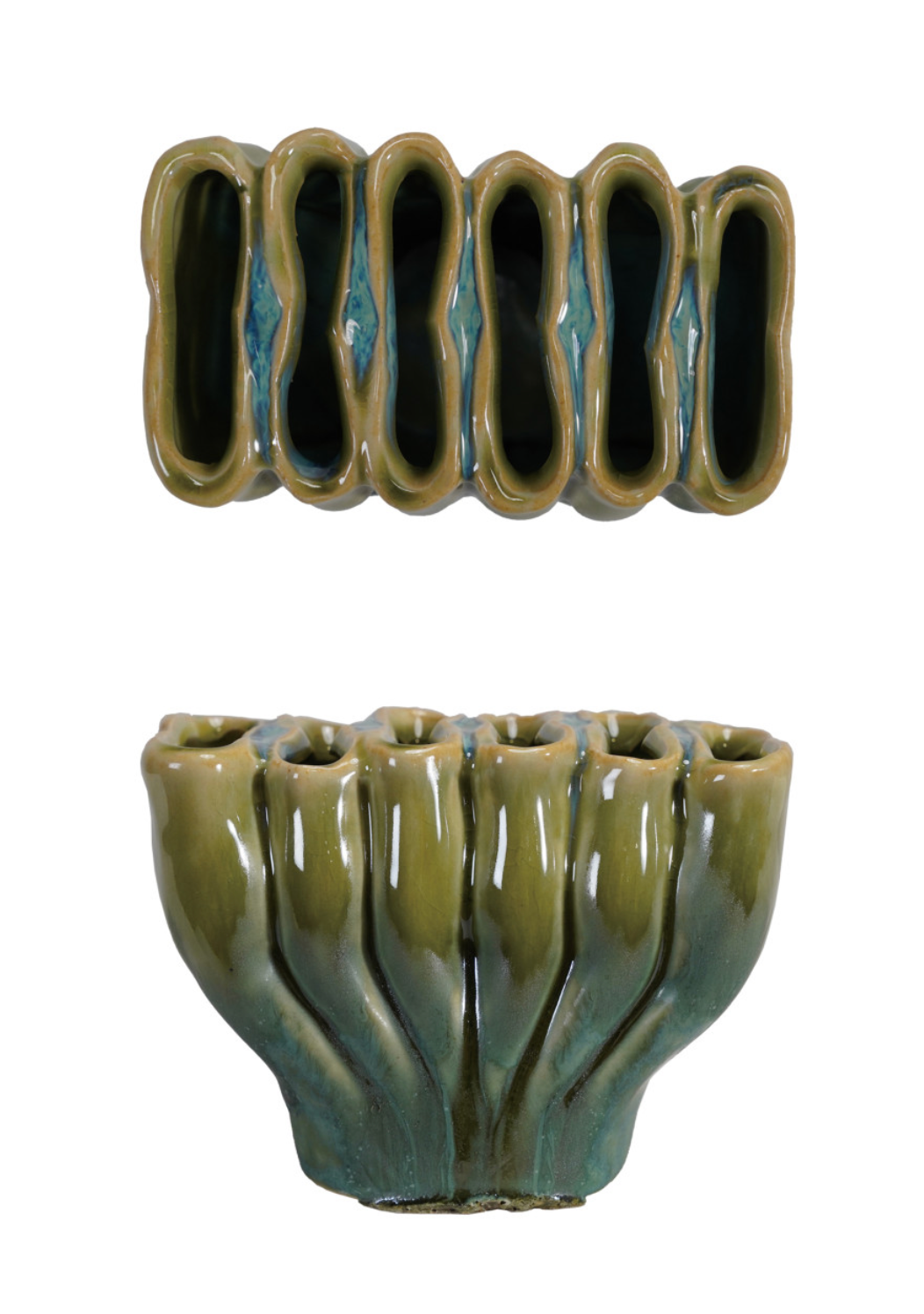 Stoneware Sculptural Vase w/ 6 Sections