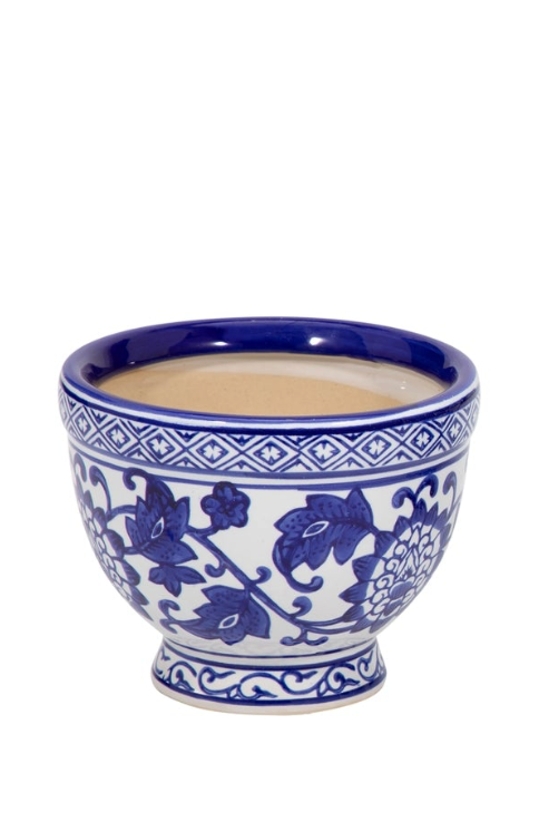 Blue Ceramic Chinoiserie Bowl Planters (2 Sizes)