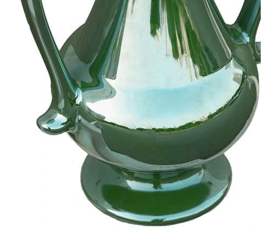 Green Ceramic Pedestal Vase w/ Handles