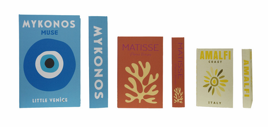 "Mykonos" Canvas Book Storage Boxes (3 Sizes/Styles)