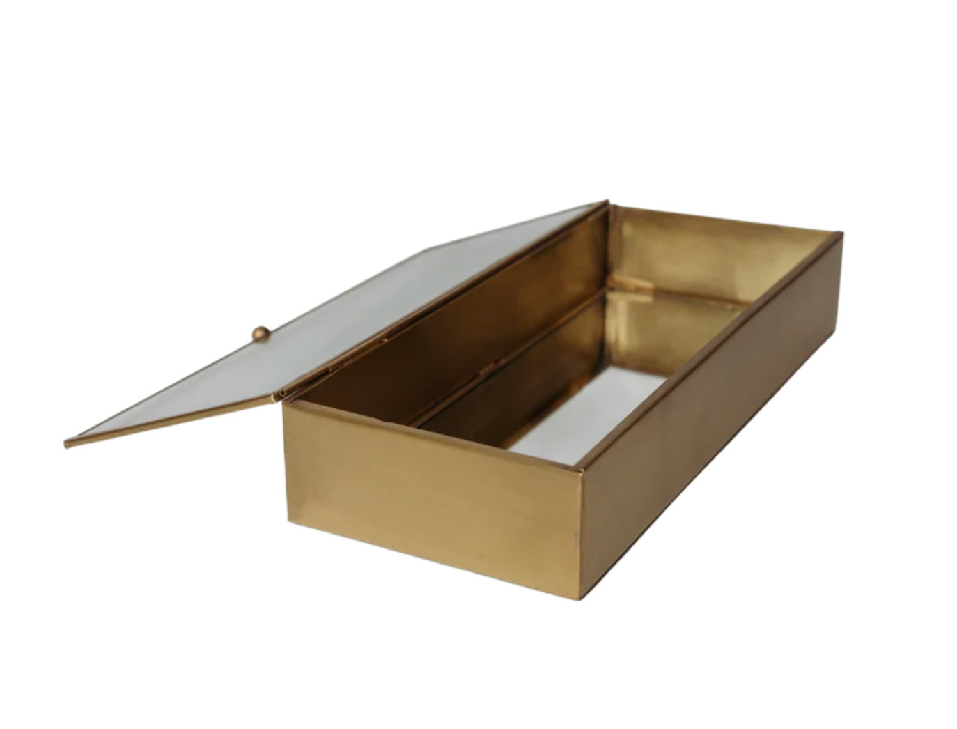 Decorative Mirrored Brass Box w/ Antique Finish