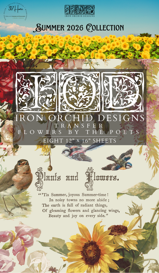 Flowers by the Poets IOD Transfer 12x16 Pad by Iron Orchid Designs - NEW!