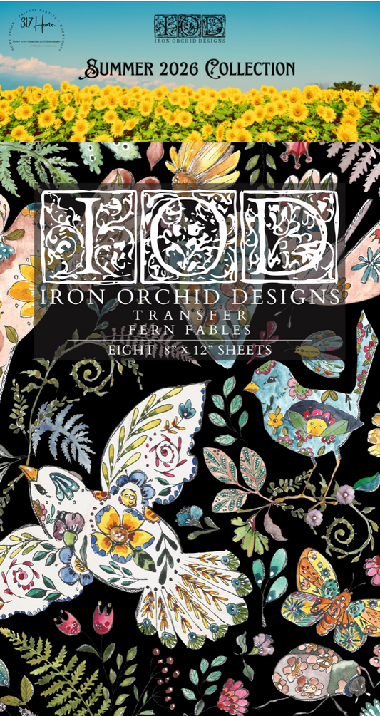 Fern Fables IOD Transfer 8x12 Pad by Iron Orchid Designs - NEW!