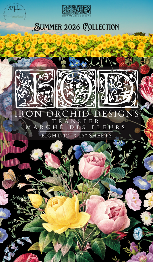 Marché des Fleurs IOD Transfer 12x16 Pad by Iron Orchid Designs - NEW!