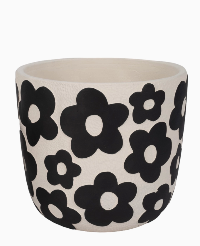 Ceramic White & Black Flower Power Planter (2 Sizes)