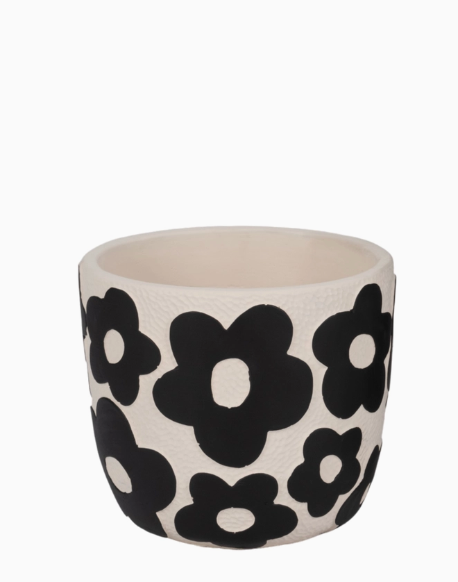 Ceramic White & Black Flower Power Planter (2 Sizes)