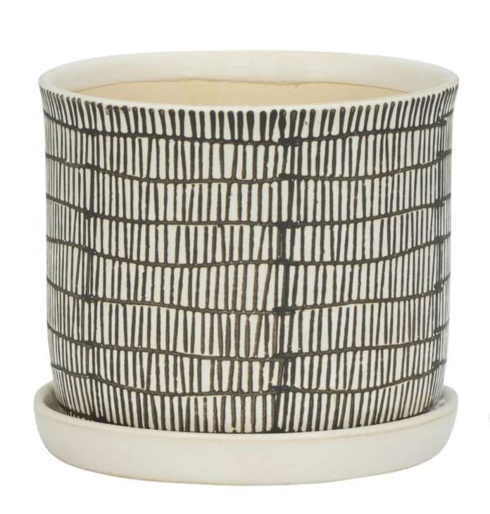 Ivory Ceramic Planter w/ Built-In Saucer (2 Sizes)