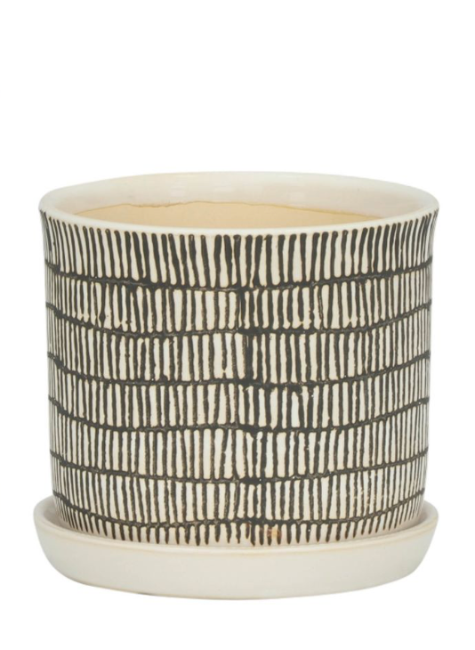 Ivory Ceramic Planter w/ Built-In Saucer (2 Sizes)