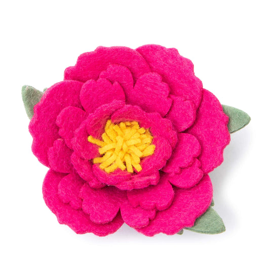 Hot Pink Peony Dog Collar Flower by The Foggy Dog