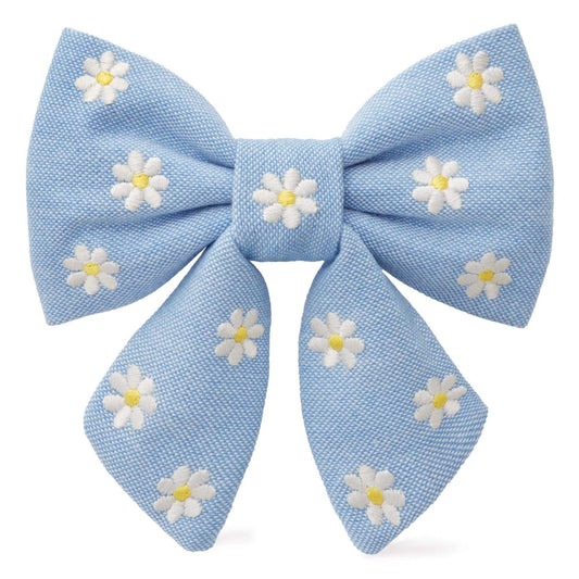 Daisy Embroidered Lady Dog Bow by The Foggy Dog
