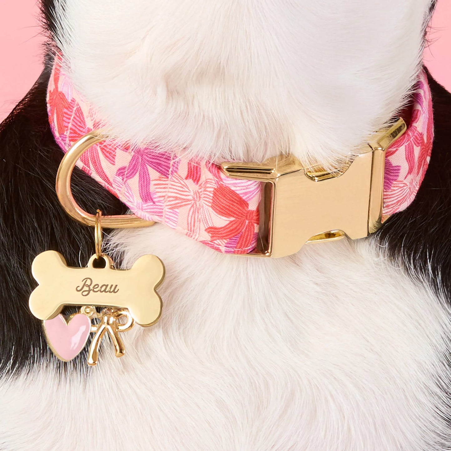 Pink Heart Dog Collar Charm by The Foggy Dog