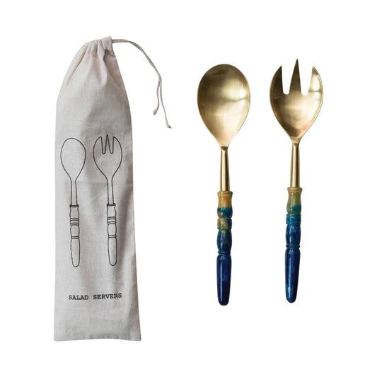 Stainless Steel Salad Servers in Drawstring Bag (Set of 2)