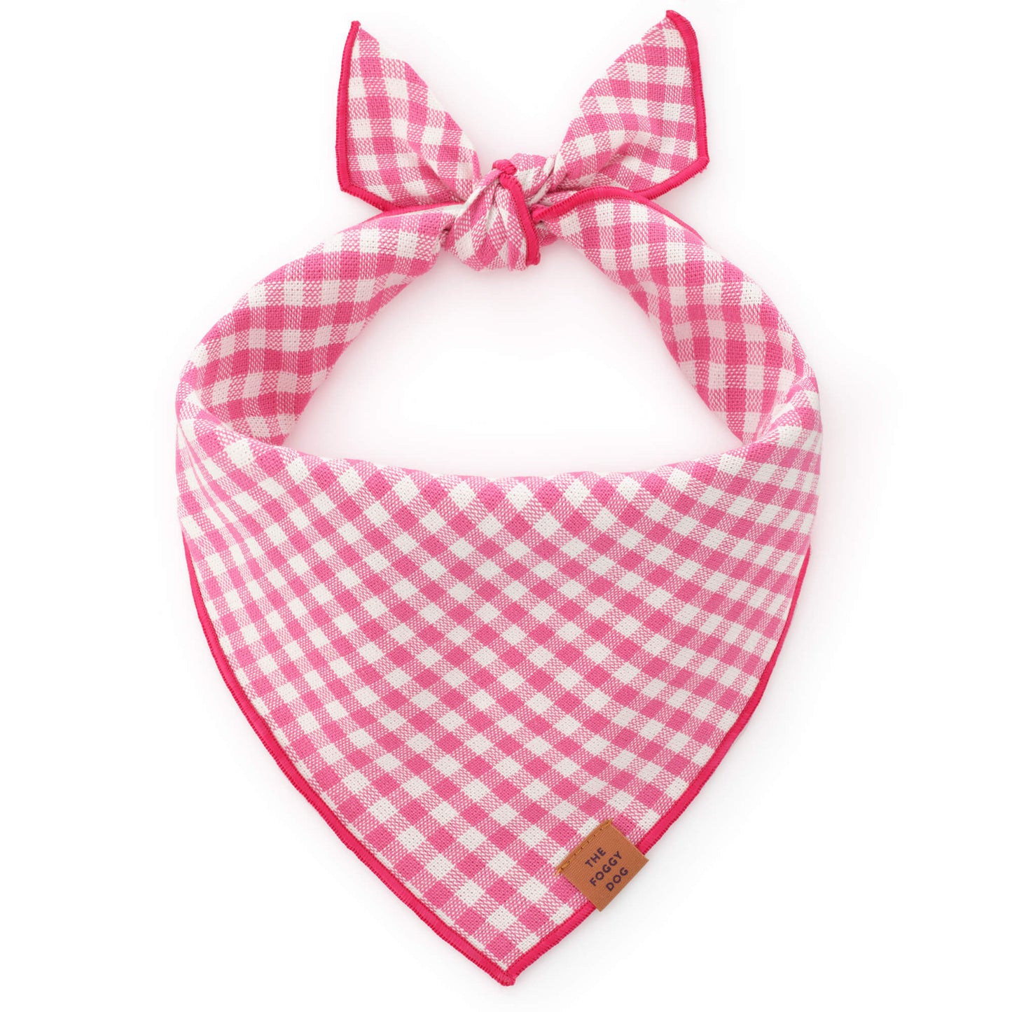 Hot Pink Gingham Dog Bandana by The Foggy Dog