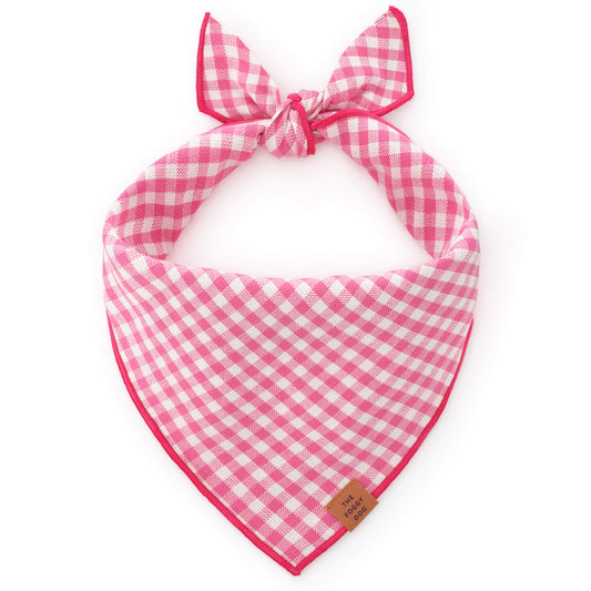 Hot Pink Gingham Dog Bandana by The Foggy Dog