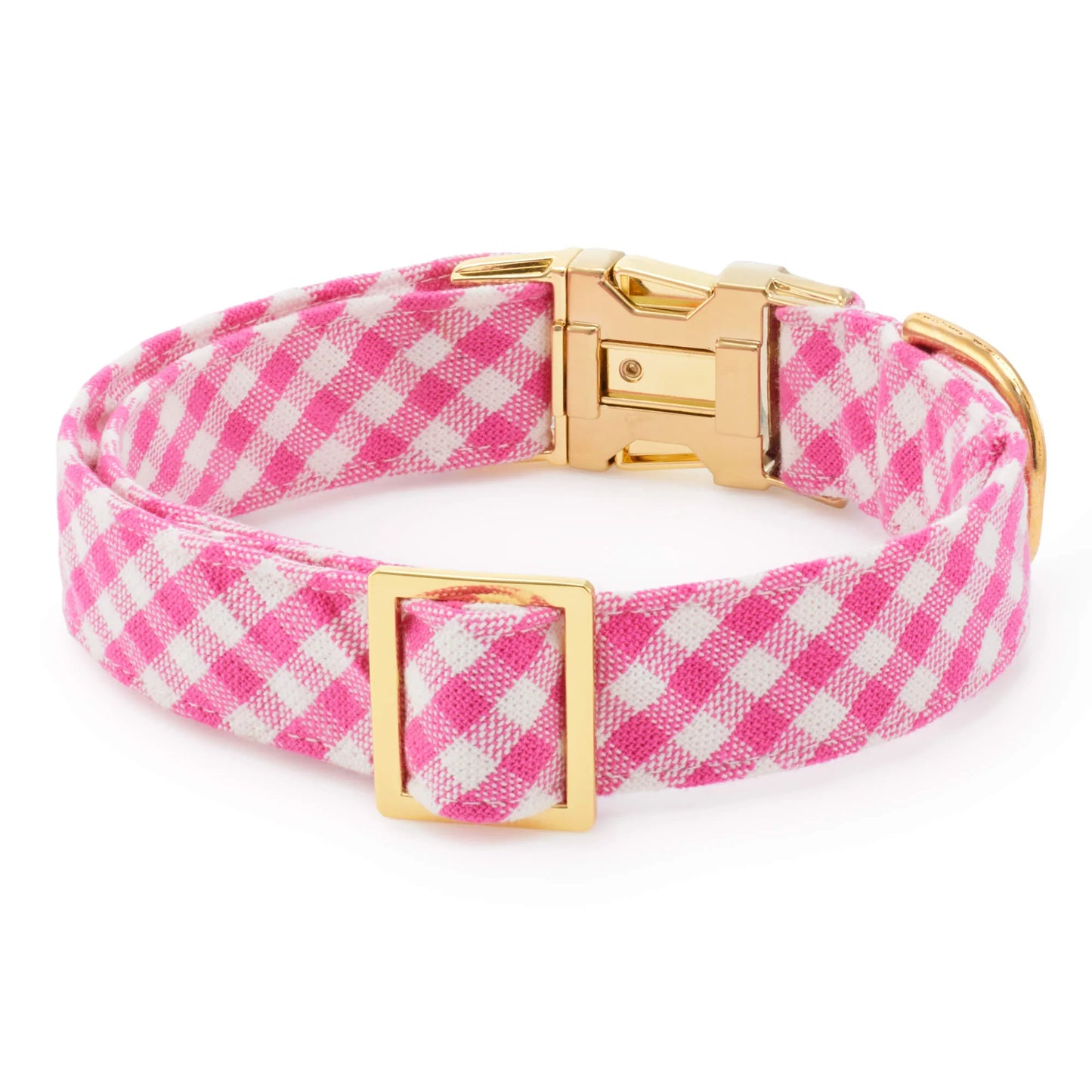 Hot Pink Gingham Dog Collar by The Foggy Dog