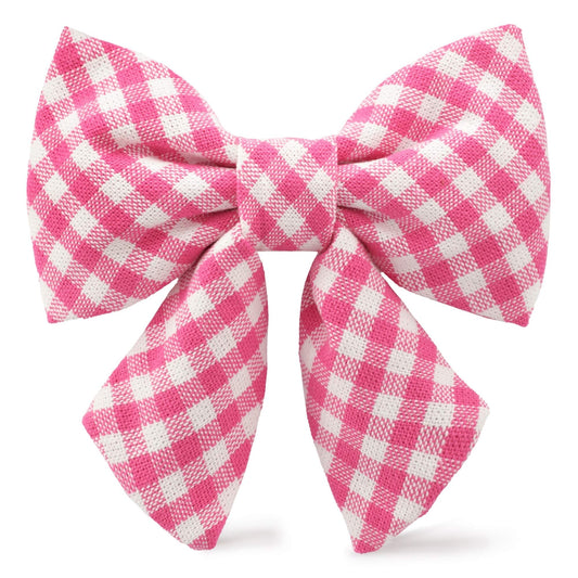 Hot Pink Gingham Lady Dog Bow by The Foggy Dog