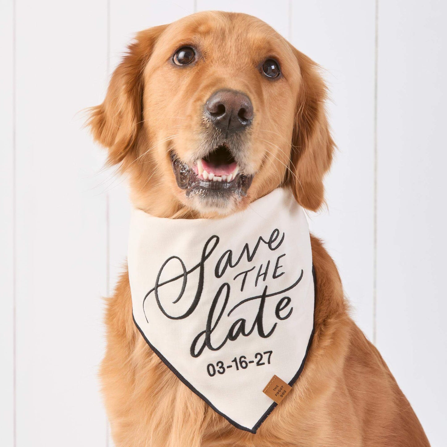 Save the Date Embroidered Dog Bandana by The Foggy Dog